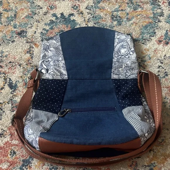 Sakroots Navy and Brown Floral Shoulder Bag - Picture 9 of 12